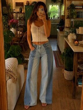 Reworked Two-tone Zara Wide Leg Jeans